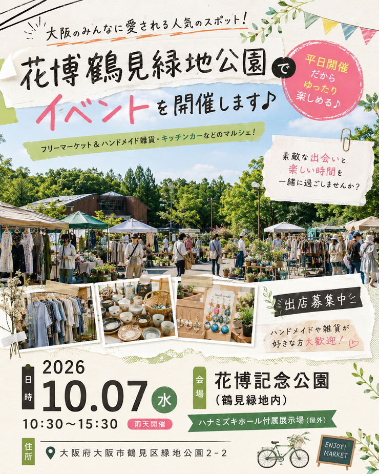 【花博記念公園 鶴見緑地】フリーマーケット＆マルシェイベント